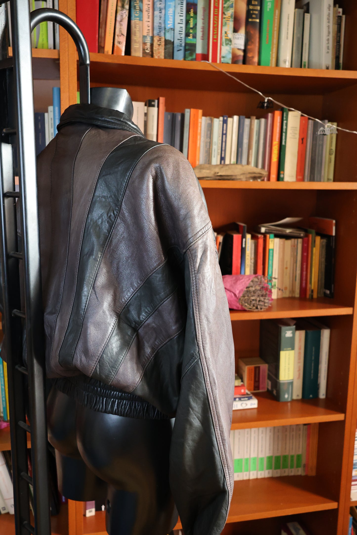 Black & Violet leather bomber
