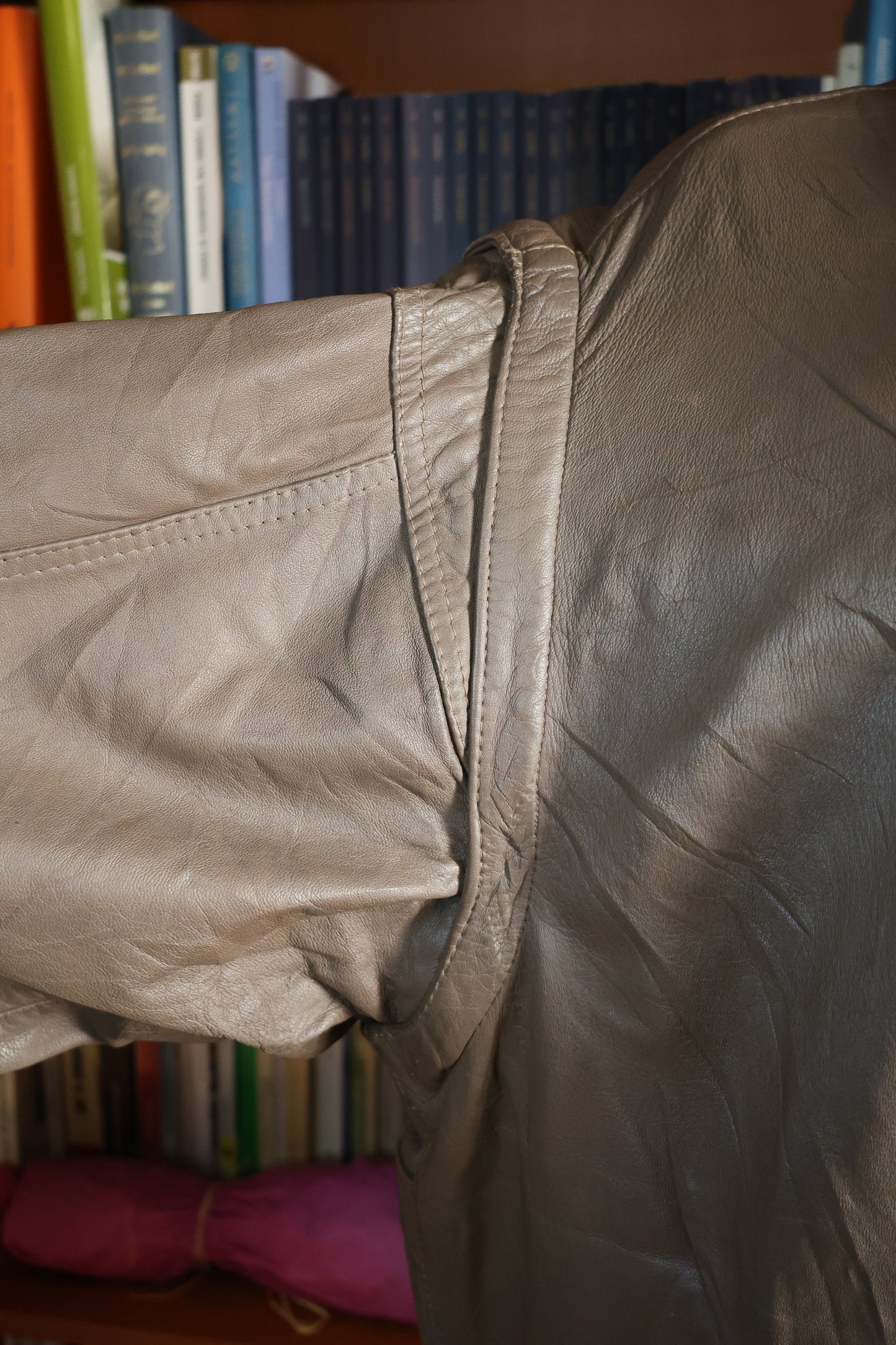 Brown sleeveless leather jacket