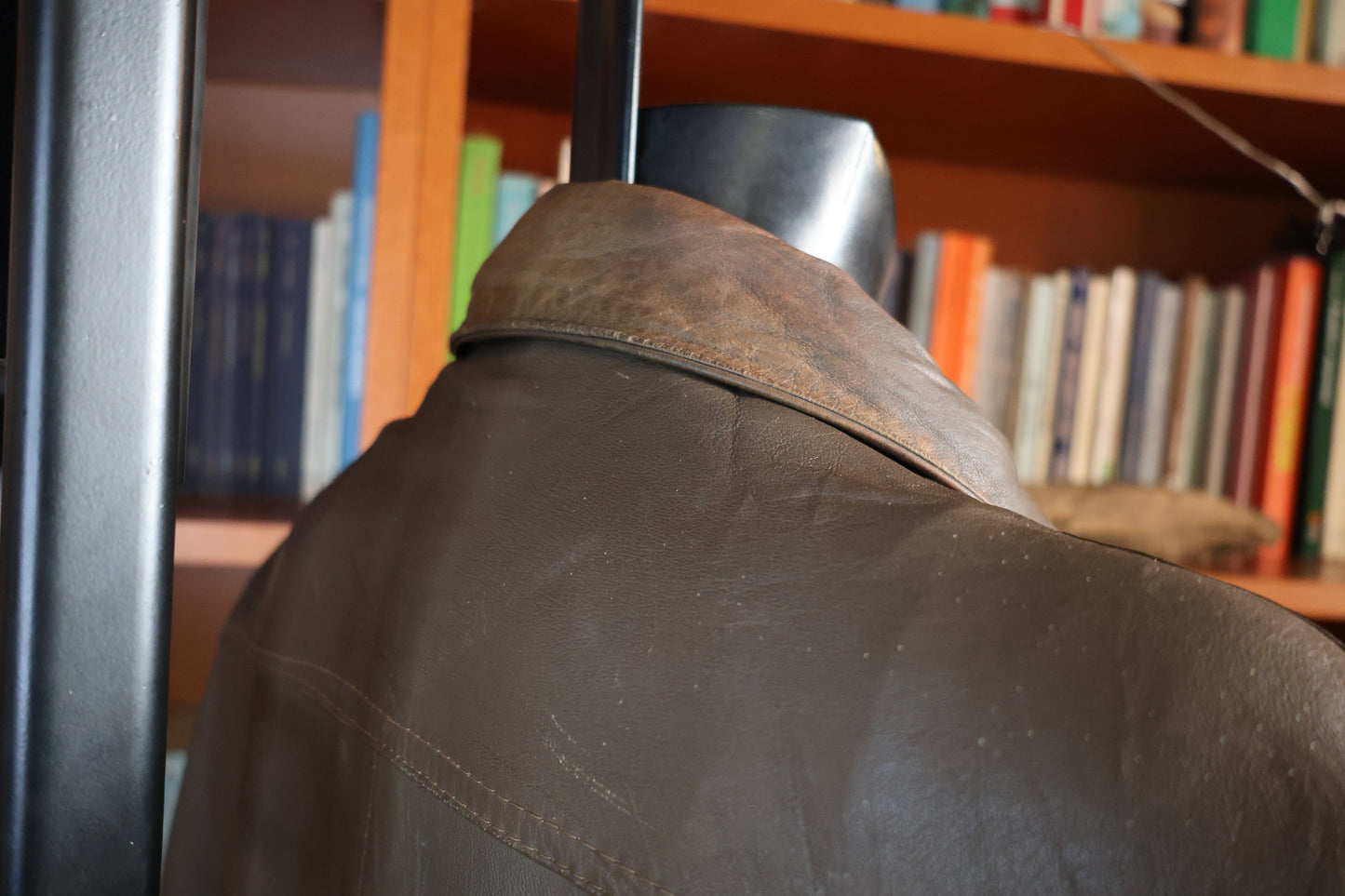 Brown sleeveless leather jacket