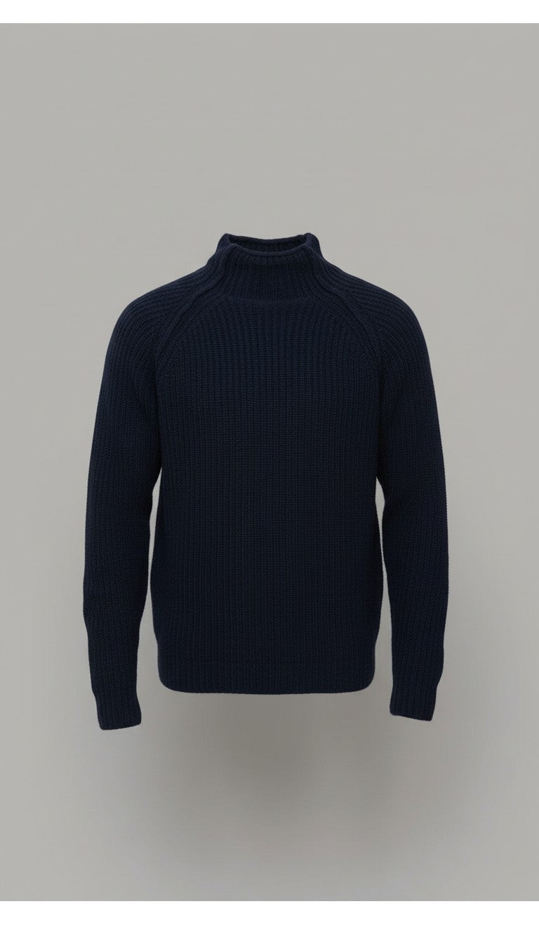 Maglione unisex in 100% lana riciclata, blu scuro