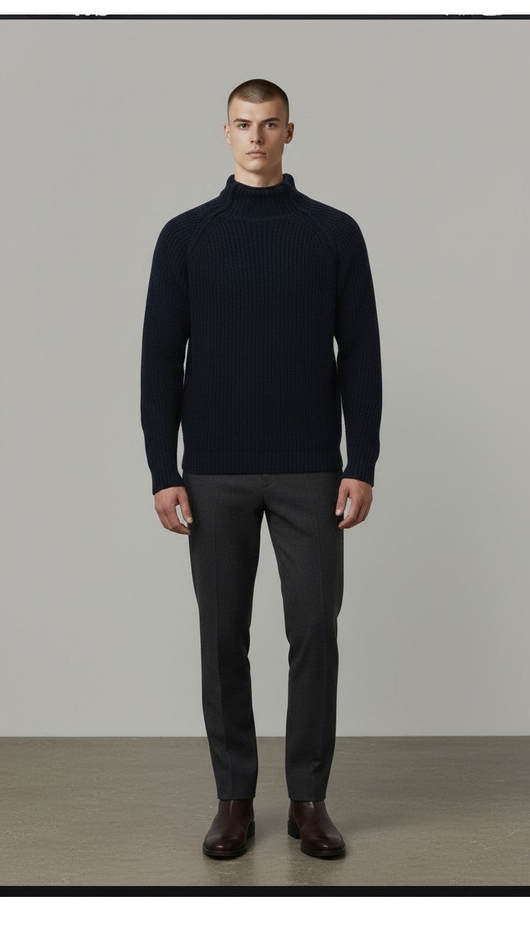 Maglione unisex in 100% lana riciclata, blu scuro