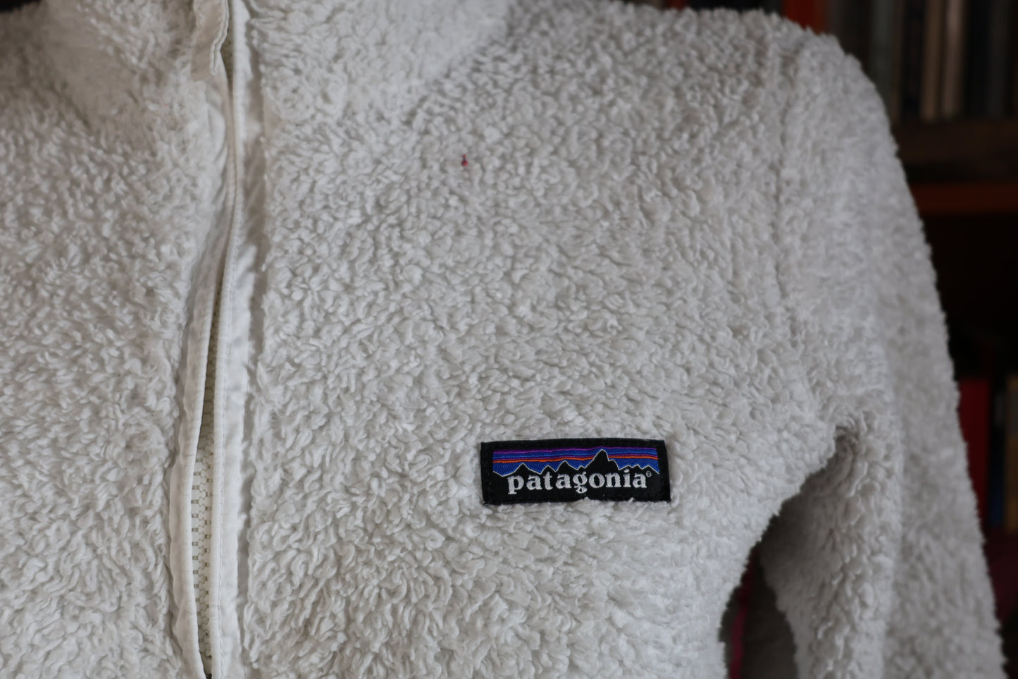 White Patagonia fleece jacket