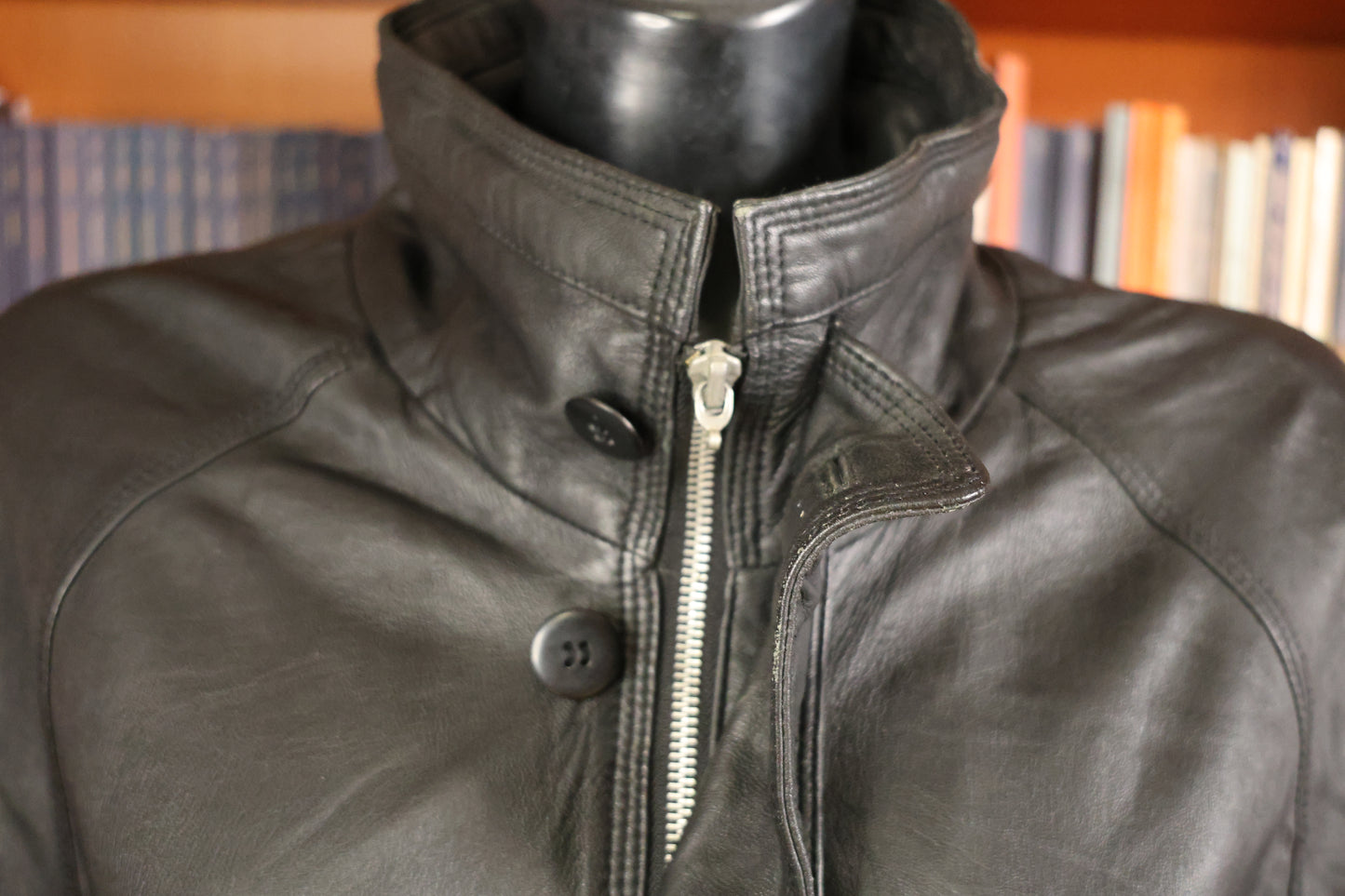 Black long leather jacket