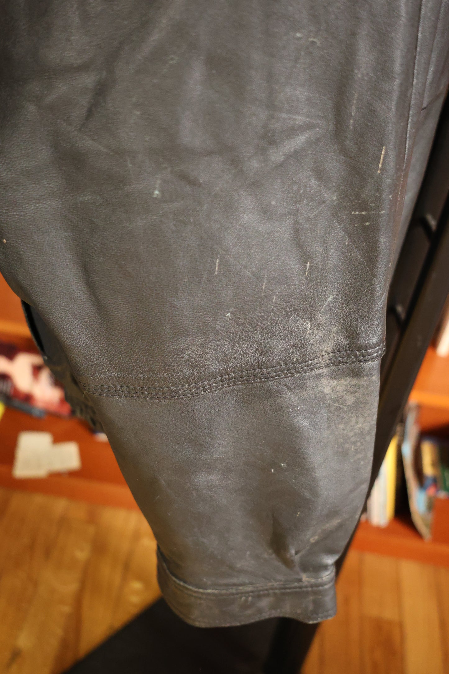 Black long leather jacket