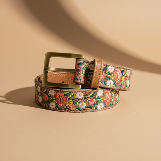Skagit - Embroidered Belt Size 90 Brown Base: MULTICOLORE / PELLE, COTONE