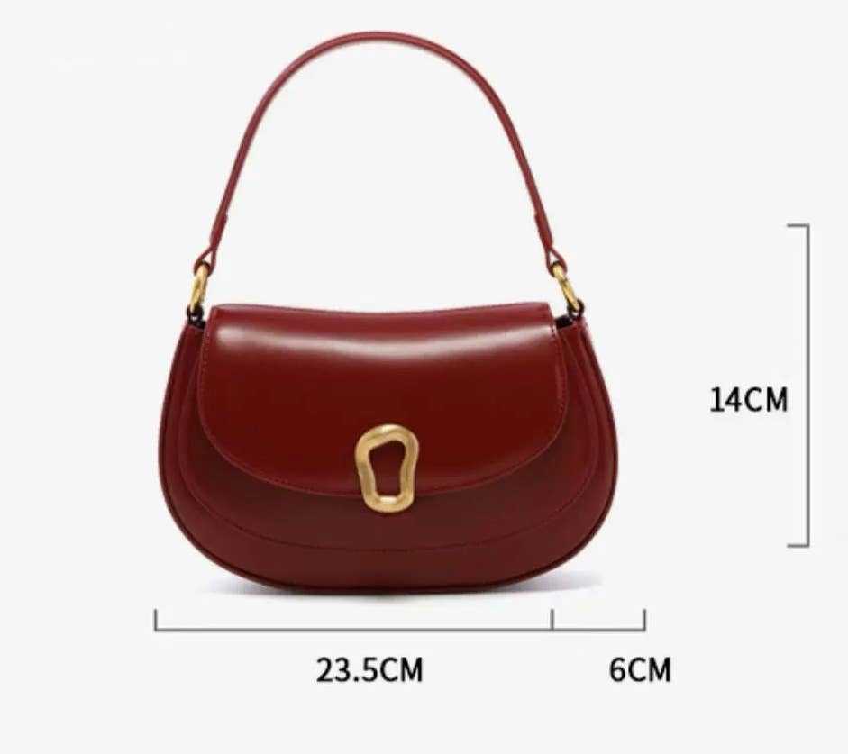 Genuine Leather Saddle Shoulder Crossbody Bag: Bordeaux