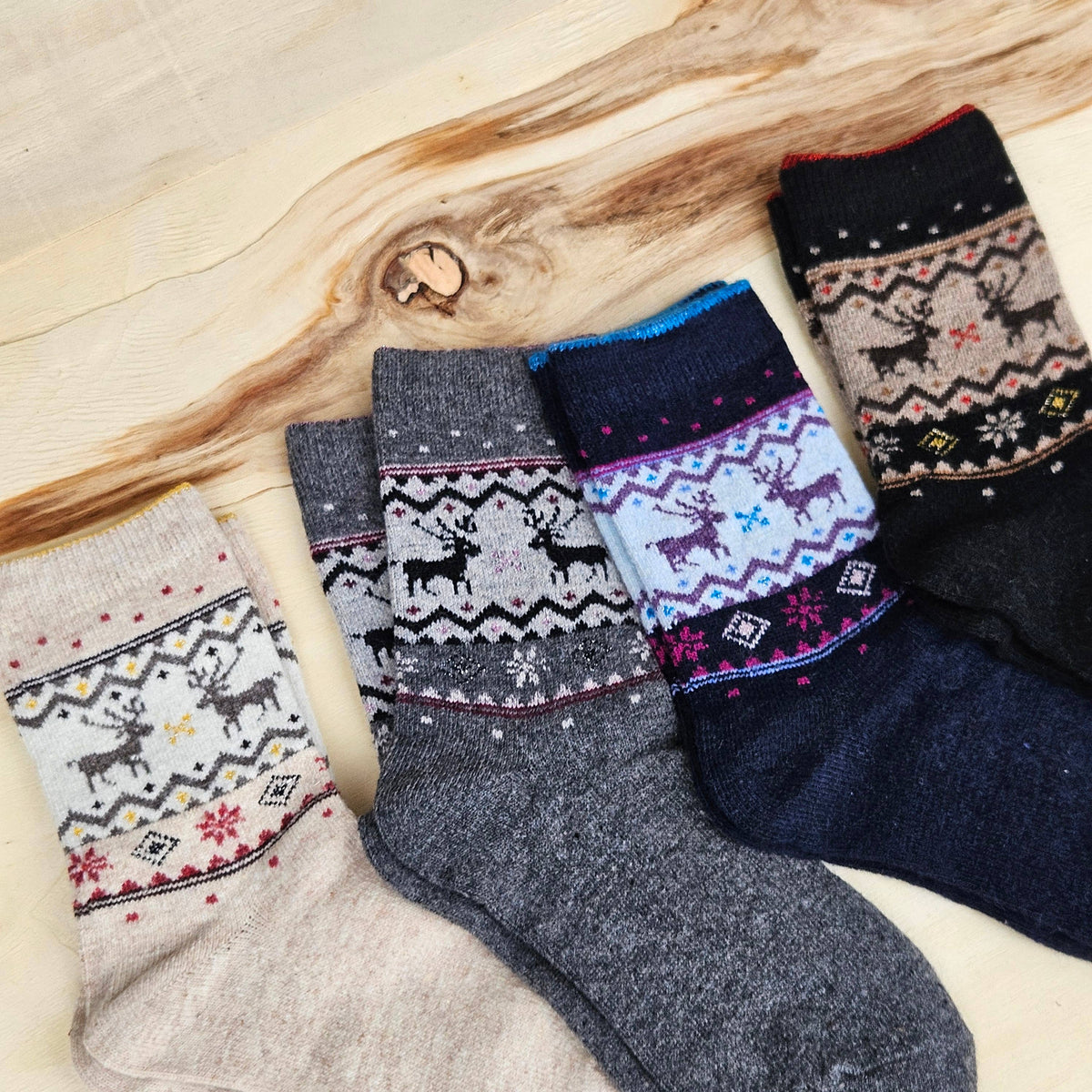Nordic Moose Socks in Wool Unisex - Merino wool socks 35-42: MIx / S