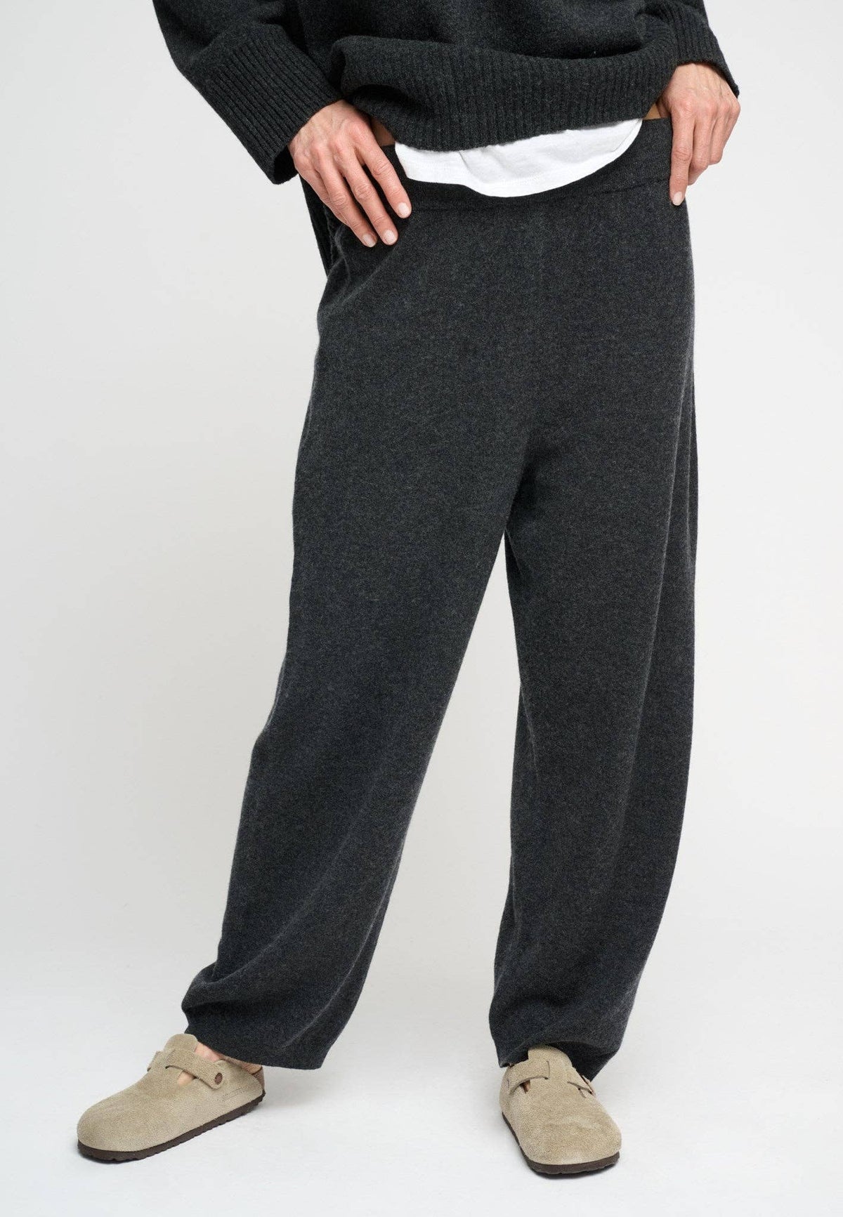 Yours knit pants merino: Charcoal melange / M