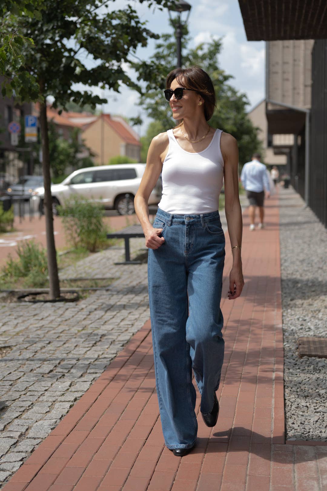 Jeans 'HARLEM' | wide leg quality denim: Blue / L