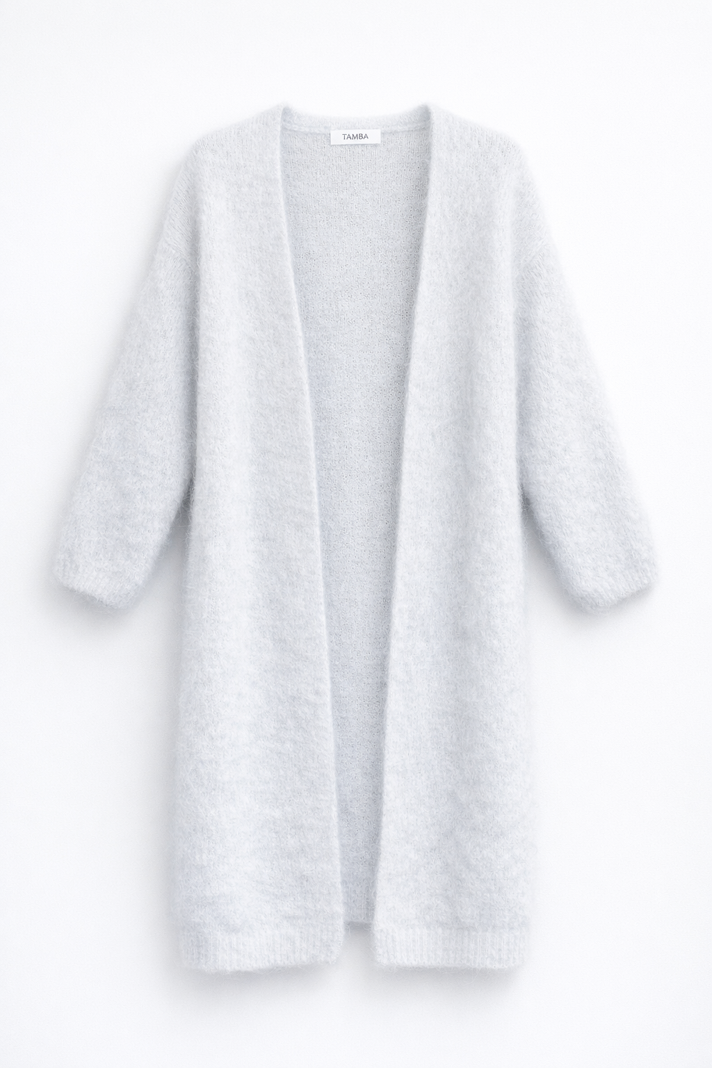 Long knitted coat with an open cut made of mohair: Schnee / One size fits all