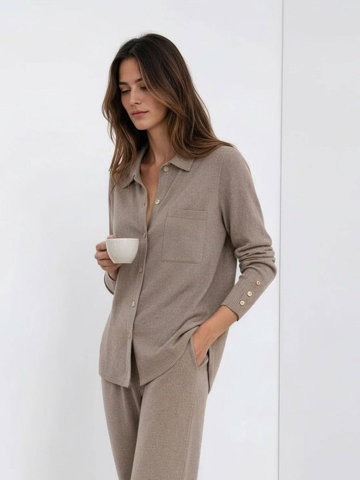 Positano silk and cashmere pants: L