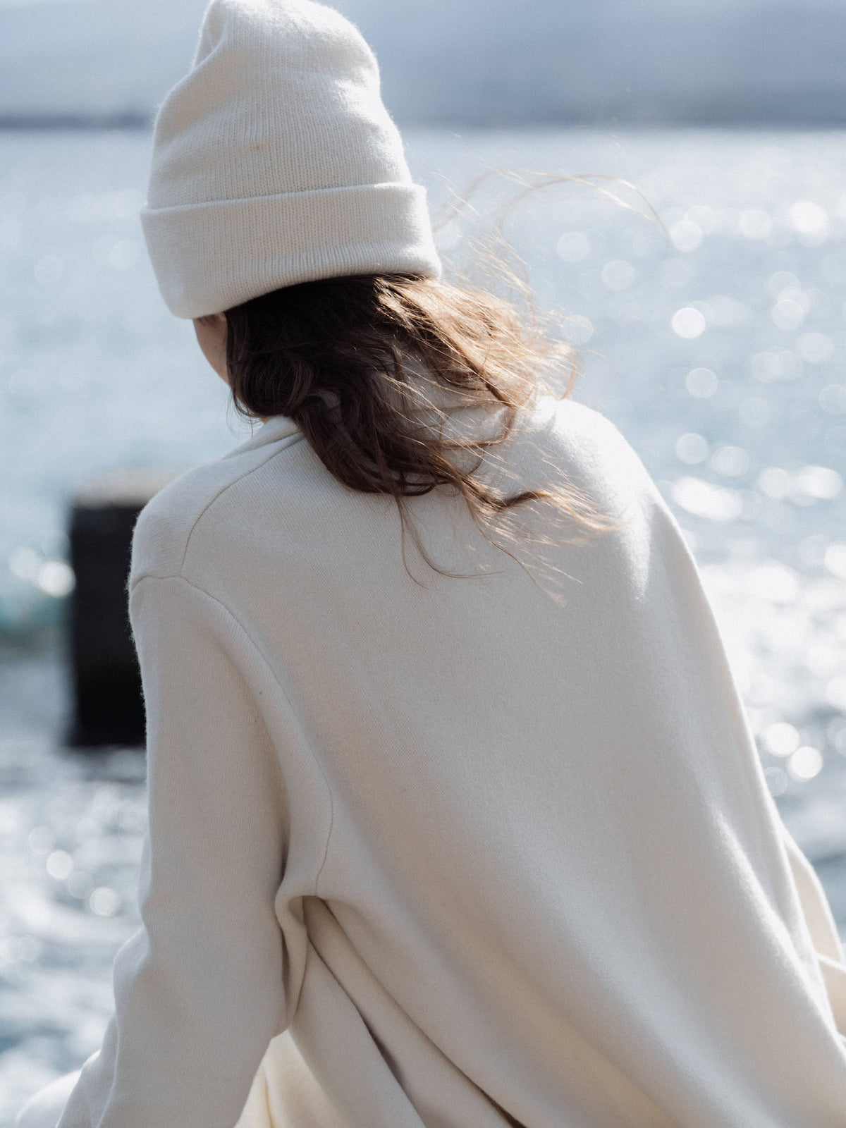 Cashmere Mix Coat: Natural White / L