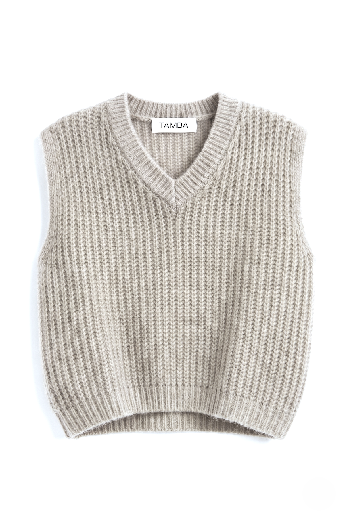 Mohair V-neck knitted vest: Beige / One size fits all