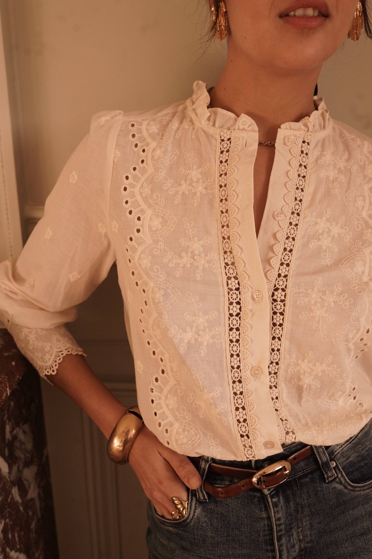 Blandine shirt: Beige / L