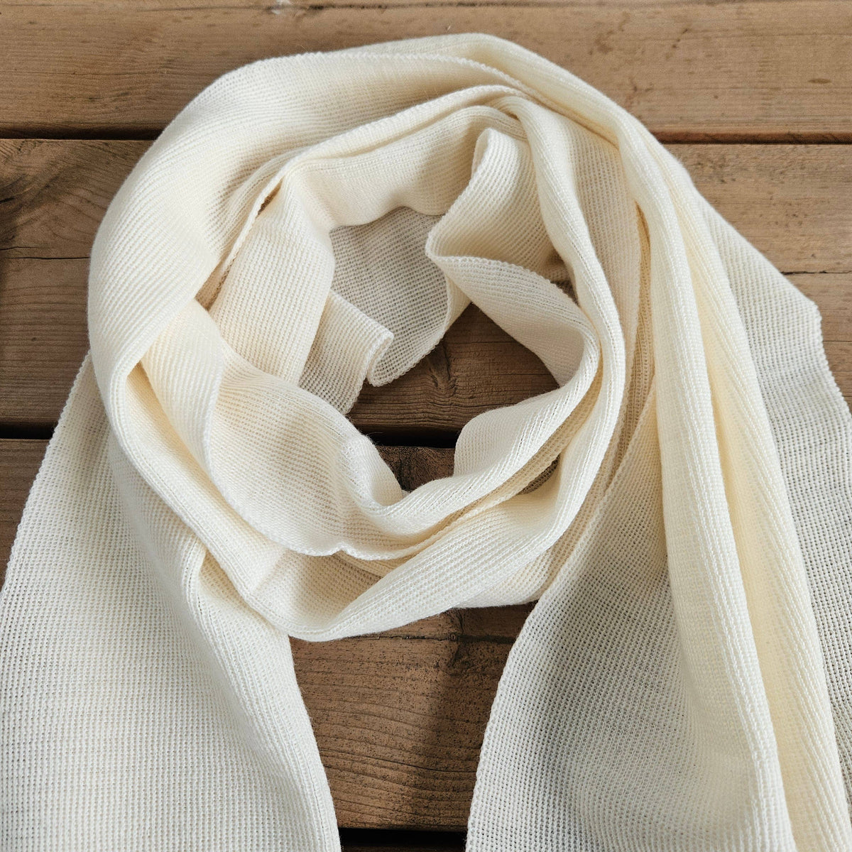 100% Merino wool scarf for men or women - Unisex beige wool: Beige