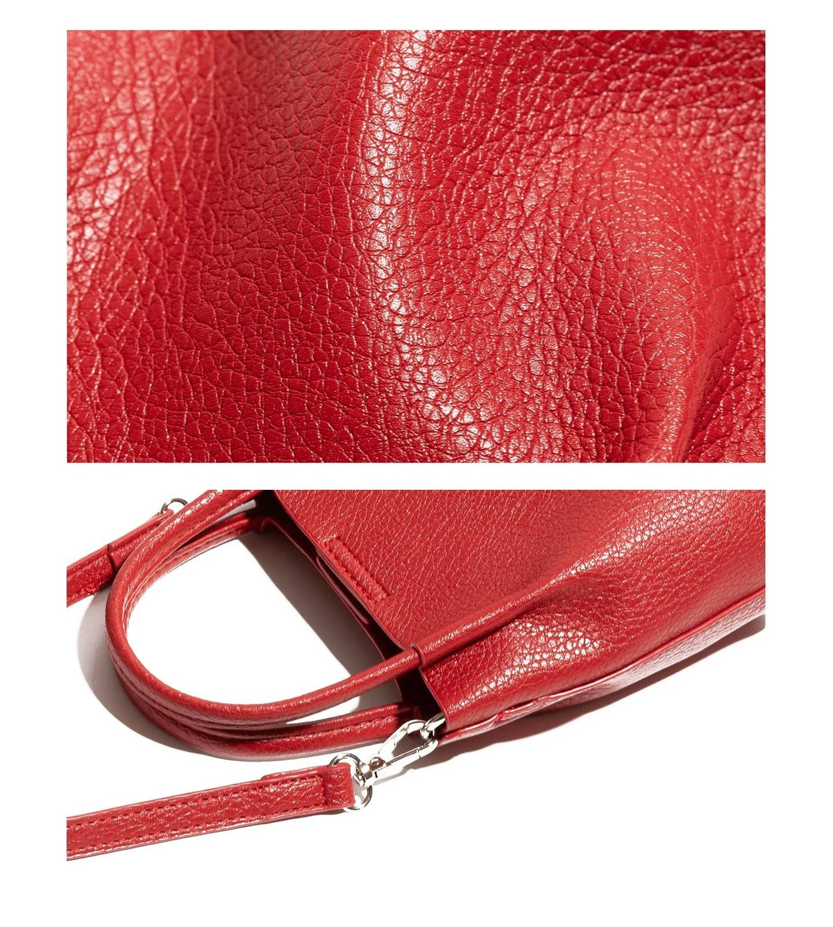 Vegan Bucket Hand Bag Crossbody Bag: Red