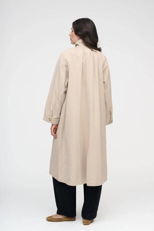 Cappotto lungo Eloise moshi moshi mind in tela di cotone biologico, beige, taglia L