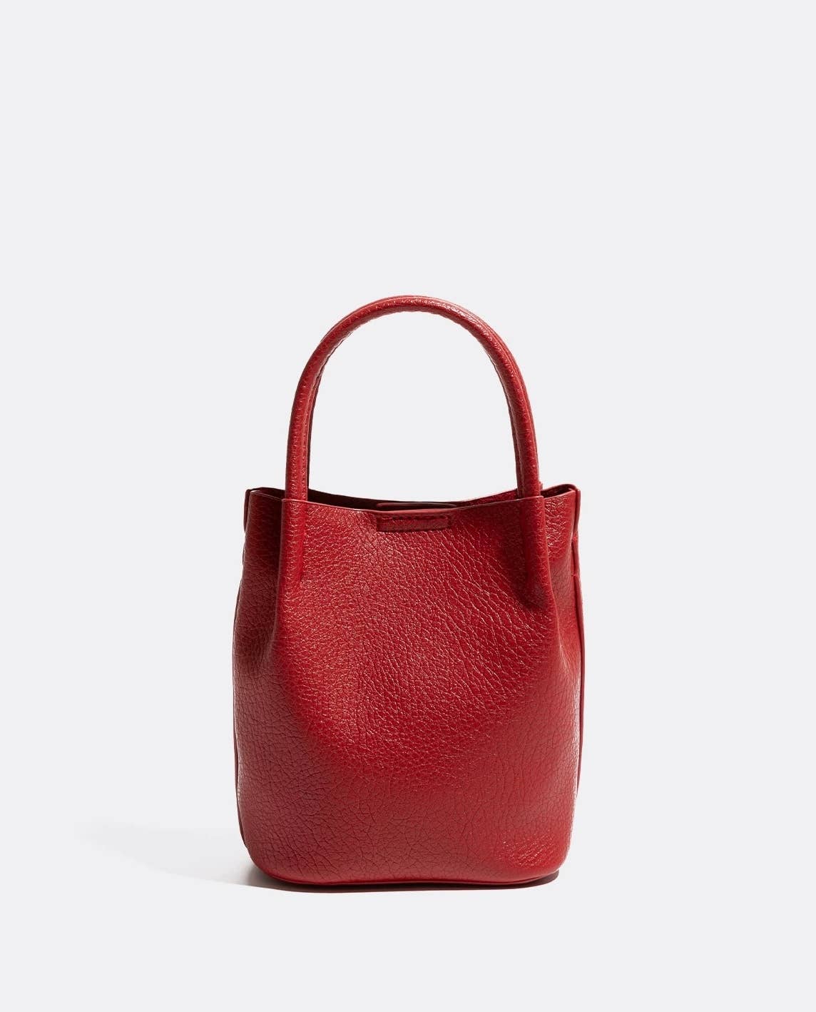 Vegan Bucket Hand Bag Crossbody Bag: Red