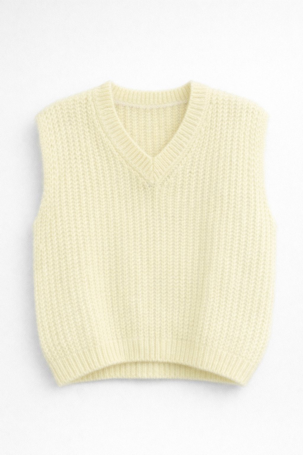 Mohair V-neck knitted vest: Pastel yellow / One size fits all
