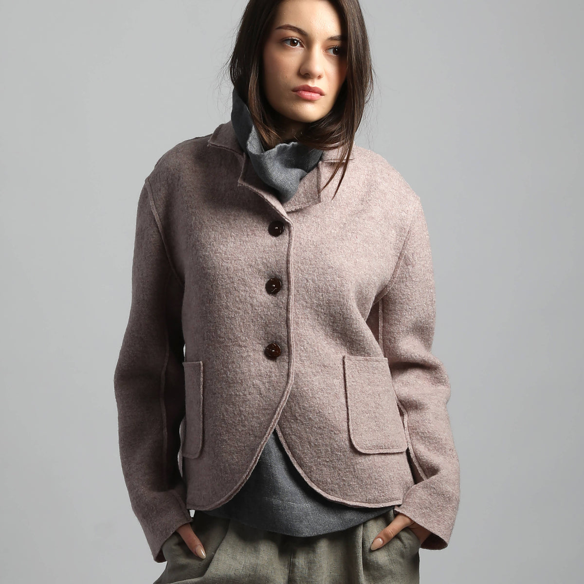 QUINN Blazer in lana cotta: Sand Melange / M