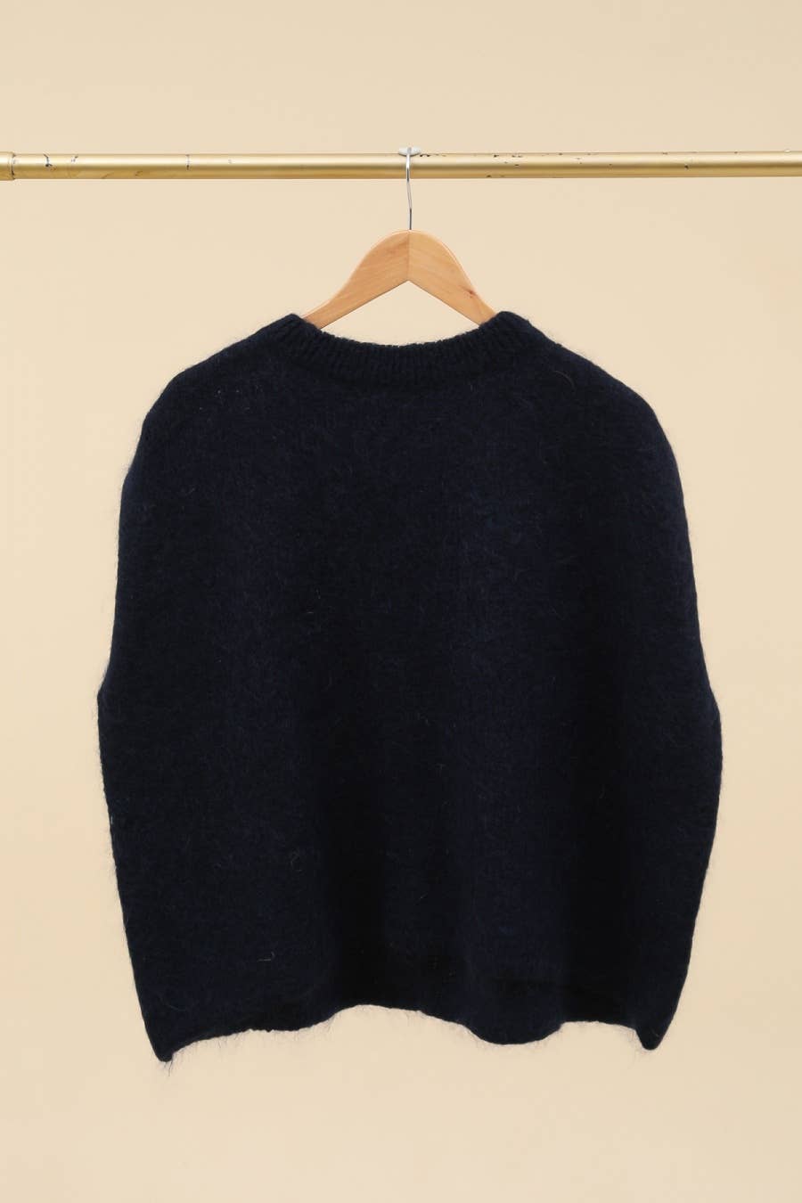 MOHAIR AND WOOL SLEEVELESS CREW NECK SWEATER: Navy Blue / One size