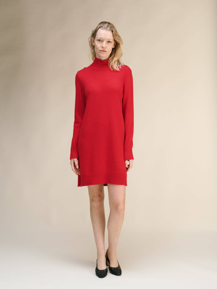 Abito midi collo alto Lèmme rosso in cashmere mix