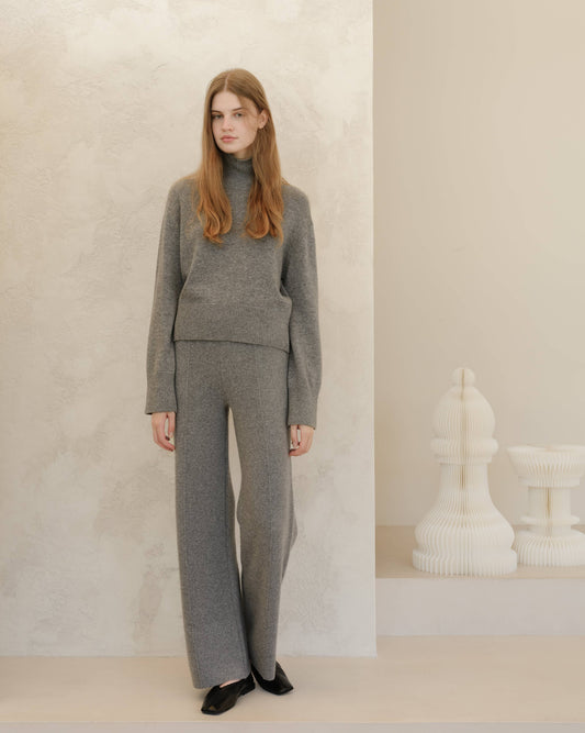Pantaloni gamba larga Lèmme in cashmere mix, grigio acciaio, taglia L