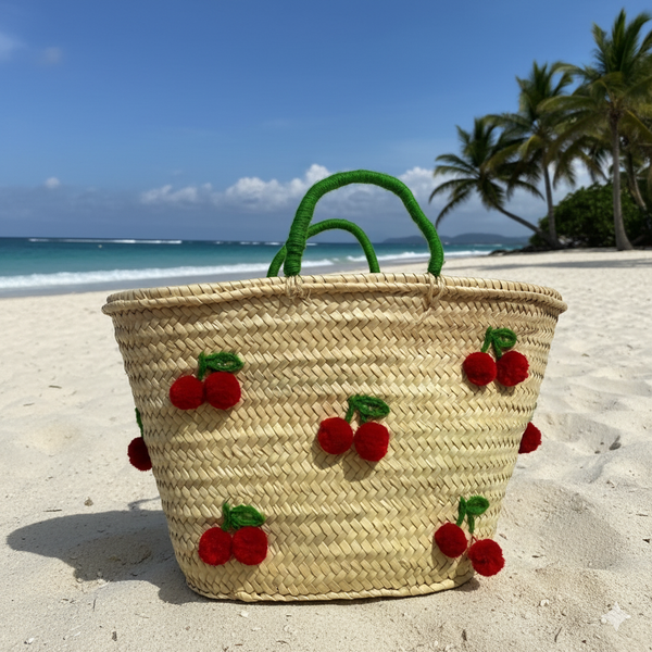 Borsa a cestino francese, borsa naturale, borsa da spiaggia, borsa fatta a mano