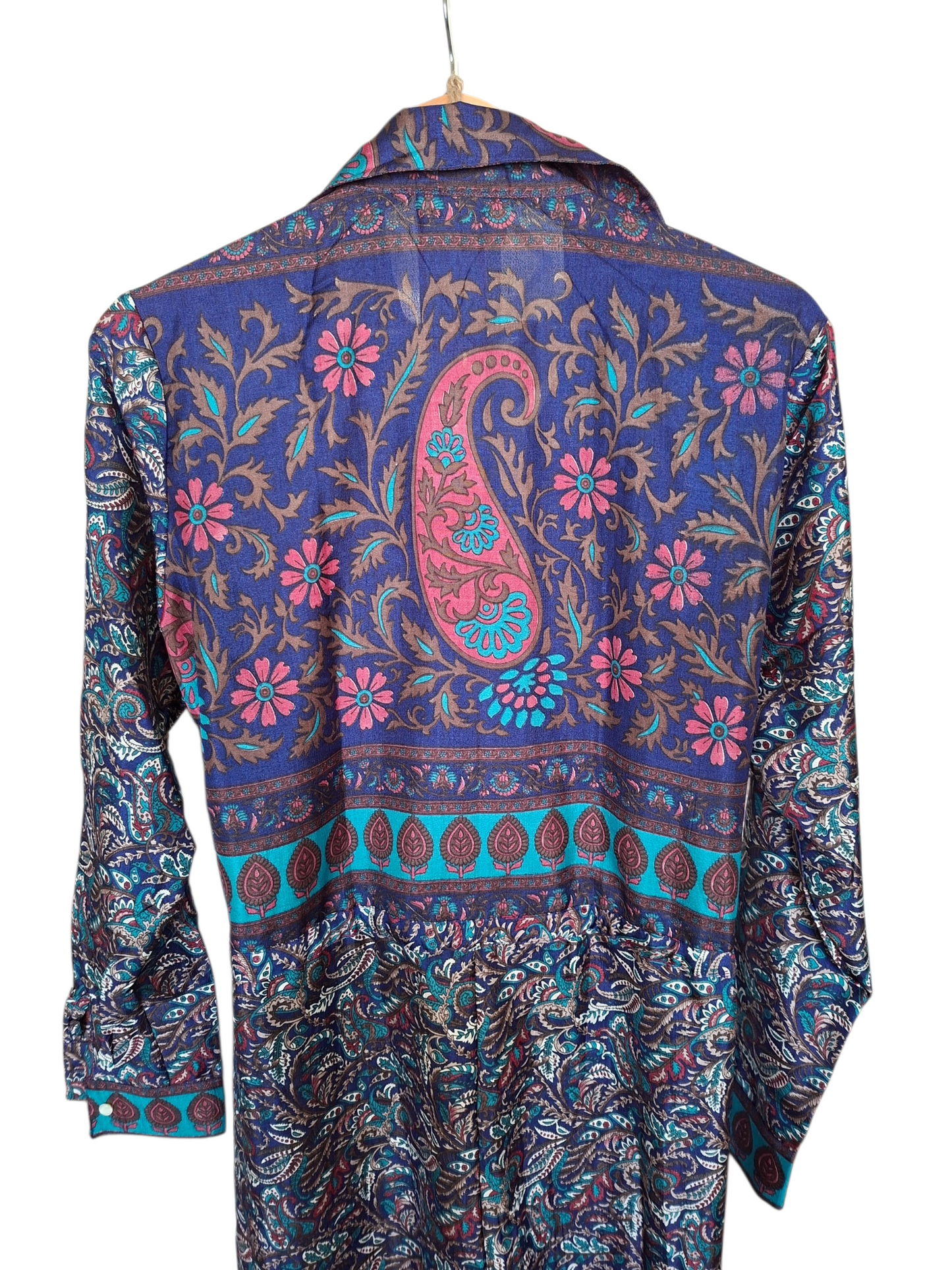 Tuta jumpsuit fatta a mano blu I Was a Sari sustainable fashion, L