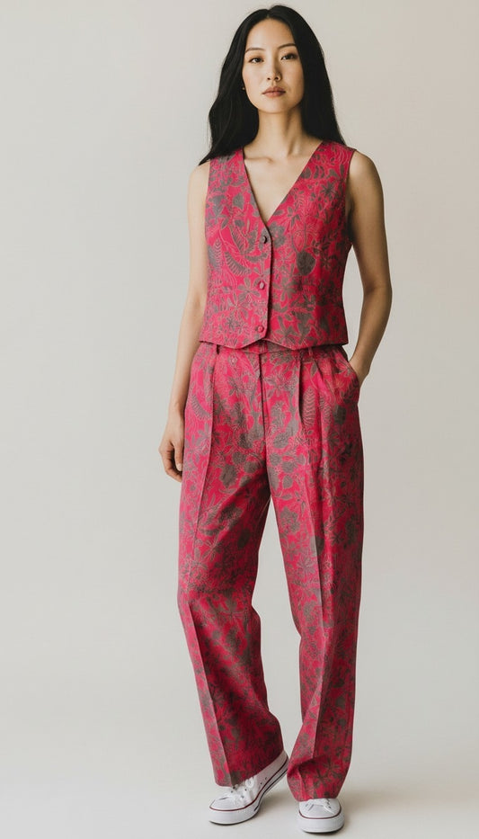 Set coord red I Was a Sari sustainable fashion