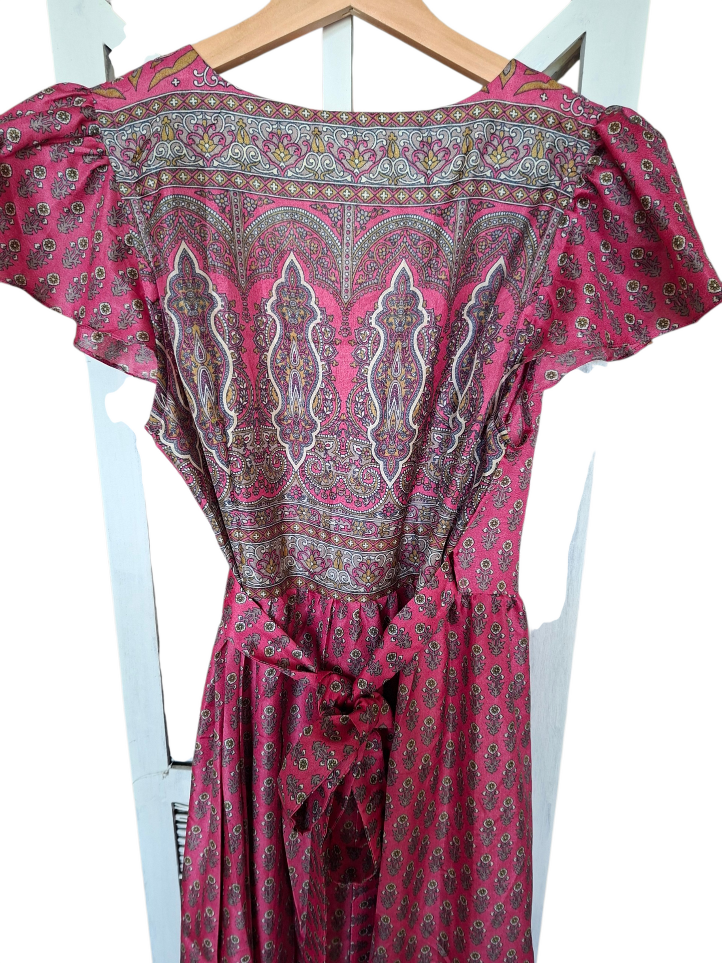 Vestito wrap dress fatto a mano rosa I Was a Sari,sustainable fashion, S