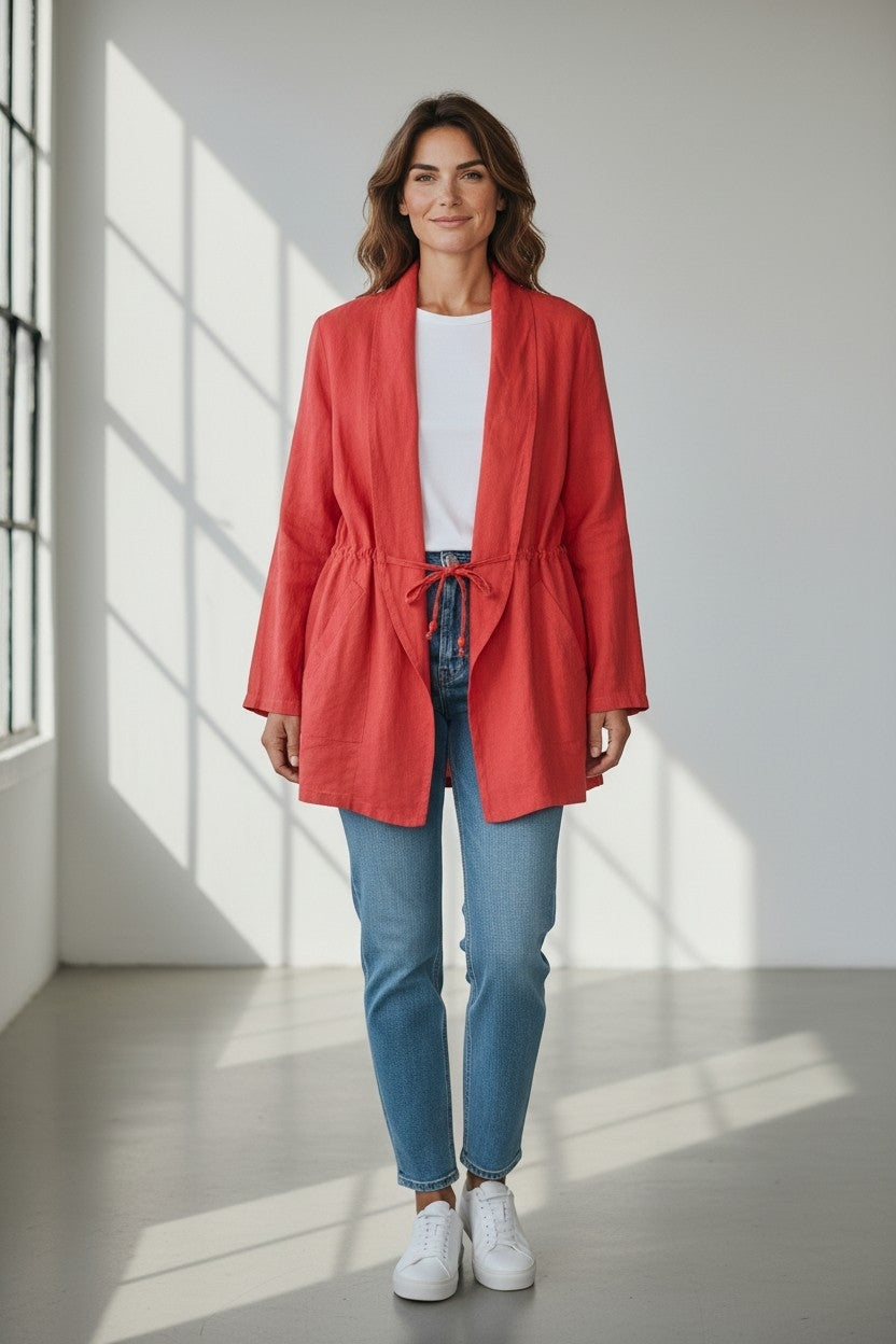 Giacca rossa in lino