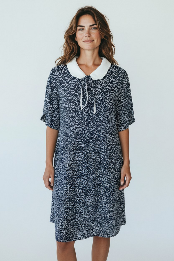 Vestito vintage blu e bianco