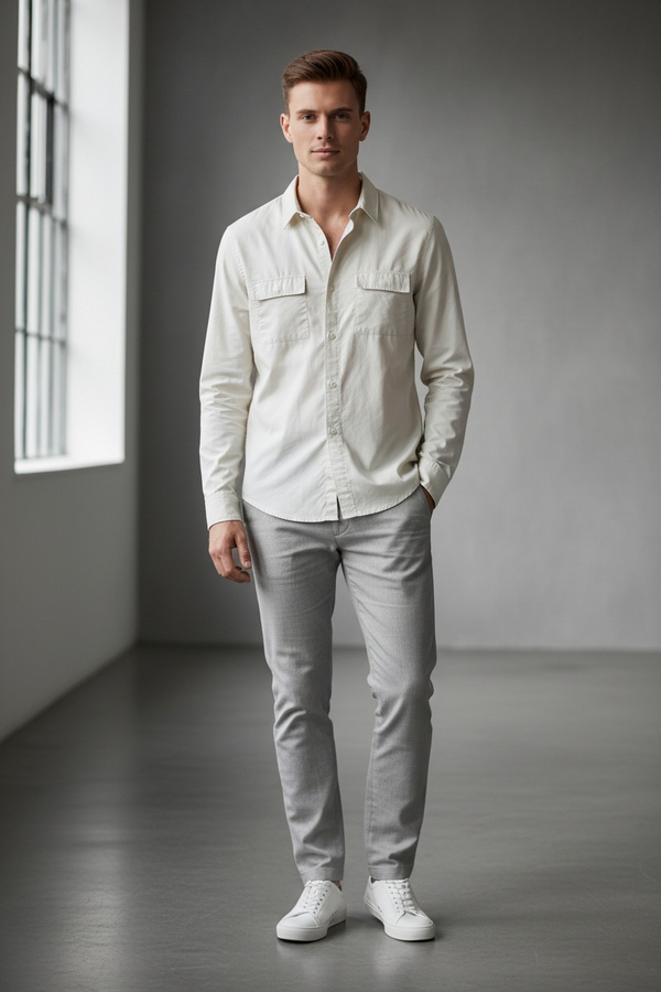 Camicia beige da uomo