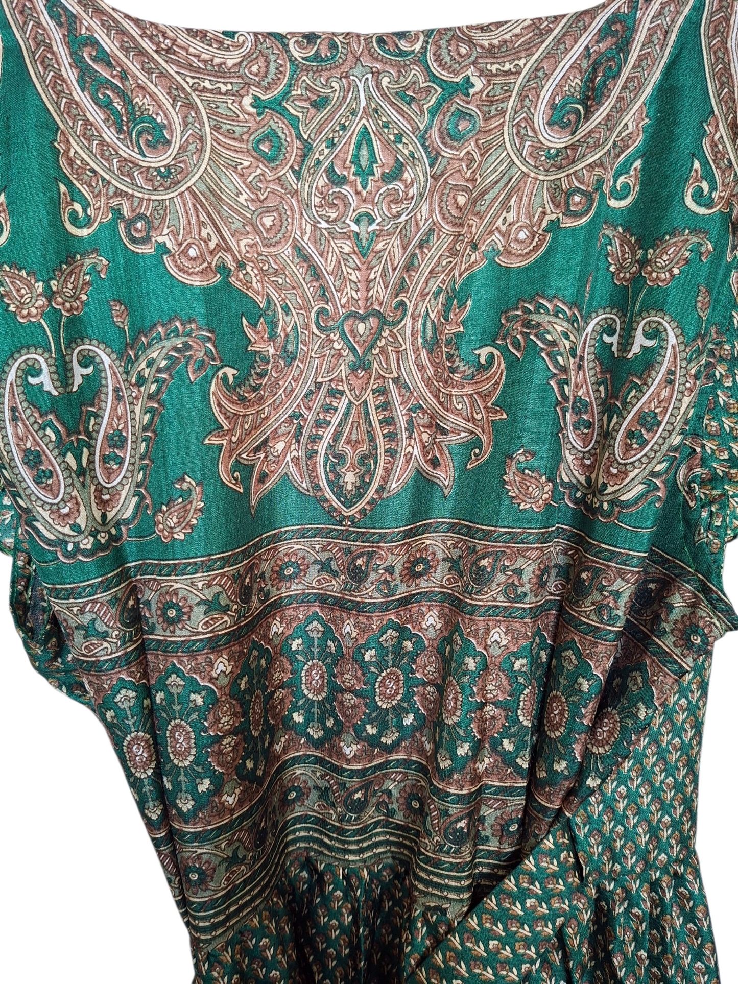 Vestito wrap dress fatto a mano verde I Was a Sari sustainable fashion, L